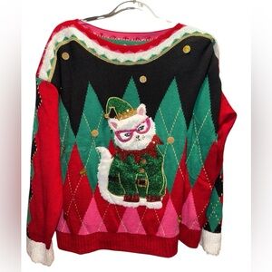 Ugly Sweater Party Sweater! Jingle Kitty Size L